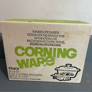 CorningWare "Spice O' Life" 1 Quart Covered Saucepan Casserole Dish New